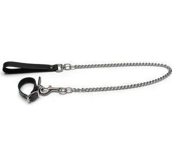 Buckling Cockring And Chain Leash Set