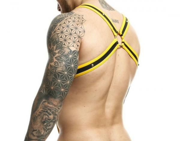 Male Basics Dngeon Cross Cock Ring Harness Yellow O/S (Hanging)