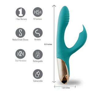 Skyler Silicone Bendable Rabbit Vibrator Green