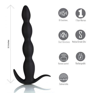 Mason Silicone Anal Plug Remote Control Black