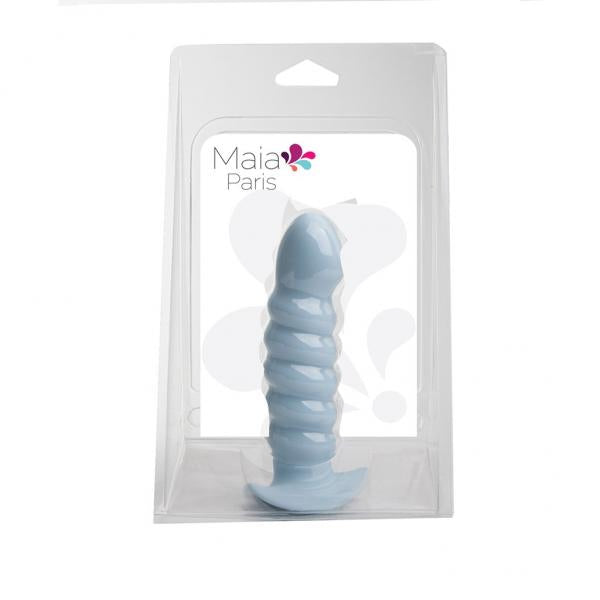 Paris 6 Inches Blue Silicone Ribbed Dong