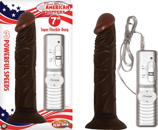 All American Whopper Vibrating 7 Inches Dildo Brown