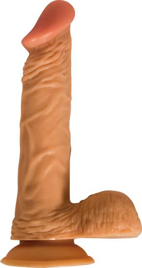 All American Whopper 8 Inches Vibrating Dong, Balls Beige