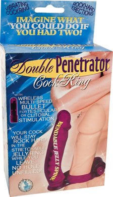 Double Penetrator C Ring With Bendable Dildo Purple