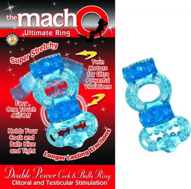 Double Power Cock And Ball Ring Blue