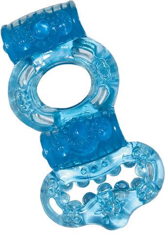 Double Power Cock And Ball Ring Blue