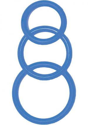 Super Silicone Cockrings 3 Sizes Blue