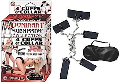 Dominant Submissive 4 Cuffs And Collar Black