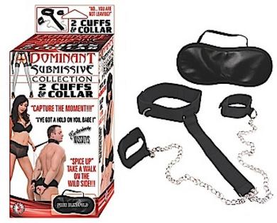 Dominant Submissive 2 Cuffs And Collar Black