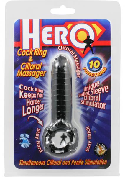 Hero Cockring & Clitoral Massager Waterproof Black