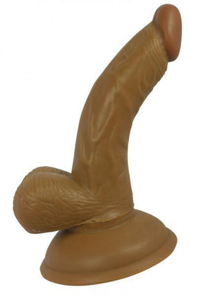 Latin American Mini Whopper 4 Inches Curved Dong, Balls Brown