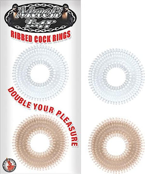 Mack Tuff Ribbed Cock Rings Clear/Smoke 2 Pack