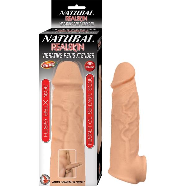 Natural Realskin Vibrating Penis Xtender White