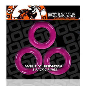 Willy Rings 3 Pk Cockrings Hot Pink (Net)