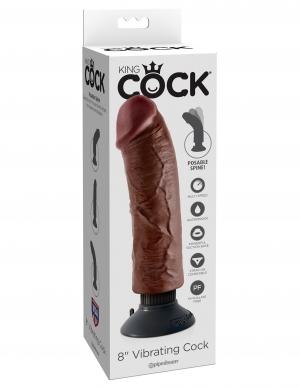 King Cock 8 Inches Vibrating Dildo Brown