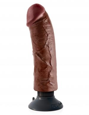 King Cock 8 Inches Vibrating Dildo Brown