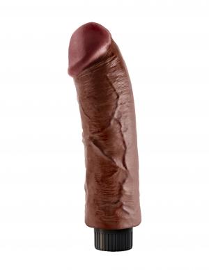 King Cock 8 Inches Vibrating Dildo Brown