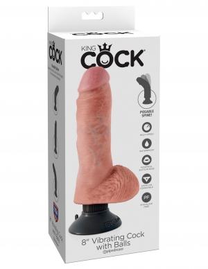 King Cock 8 Inches Vibrating Cock With Balls Beige