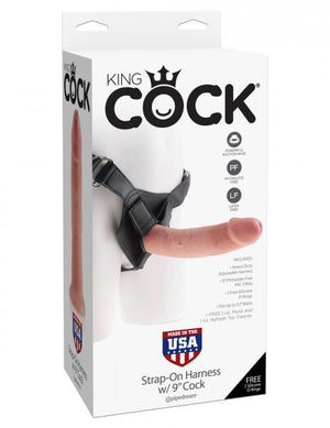 King Cock Strap On Harness 9 Inches Dildo Beige