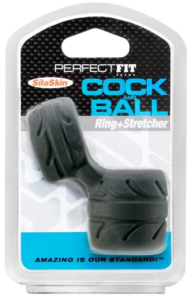 Perfect Fit Siliskin Cock Ring & Ball Stretcher Black