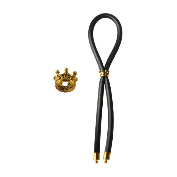 Bolo C Ring Lasso Gold Crown Bead Silicone Black