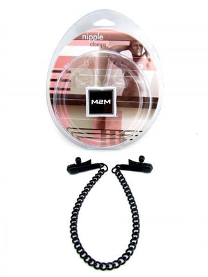 M2 M Nipple Clamps Alligator Ends With Chain Black