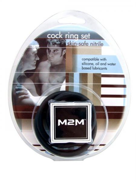 M2 M Cock Ring Nitrile 3 Piece Set Black