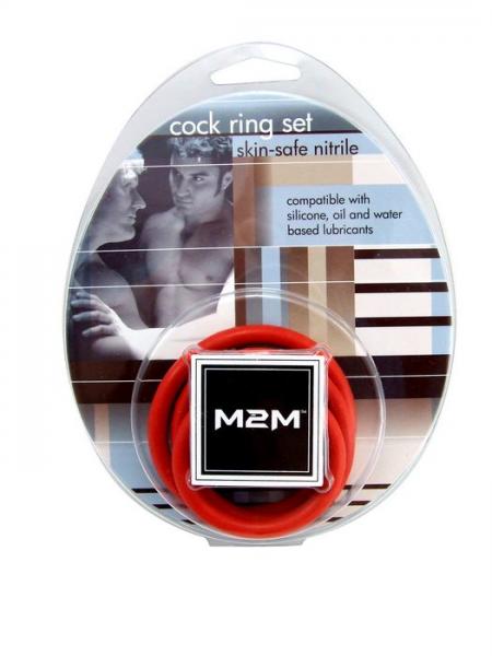 M2 M Cock Ring Nitrile 3 Pieces Set Red