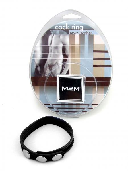 M2 M Cock Ring Leather 3 Snaps Black