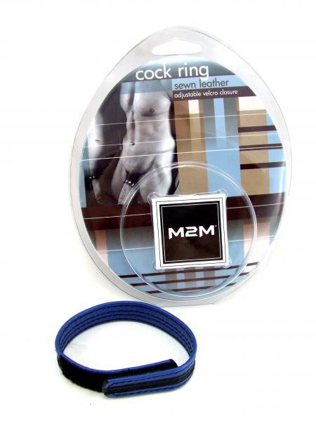 M2 M Leather Velcro Cock Ring Black Blue