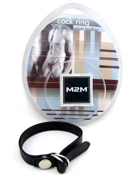 M2 M Cock Ring Leather D Ring Snap Release Black