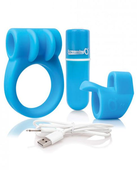 Screaming O Charged Combo Kit #1 C Ring & Finger Sleeve Blue