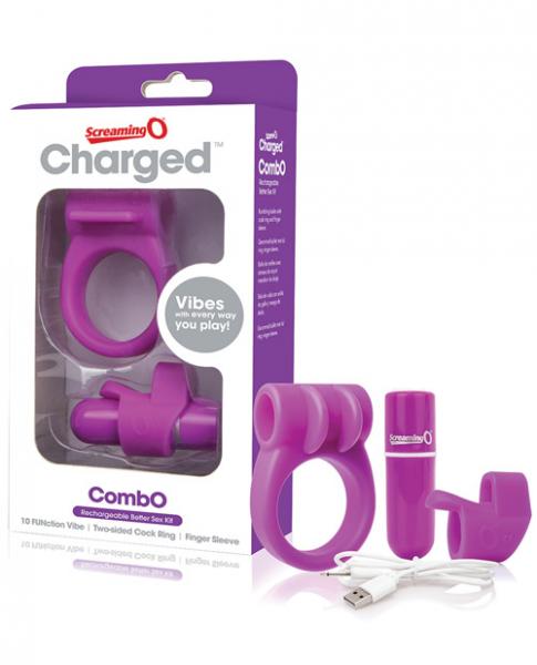 Screaming O Charged Combo Kit #1 C Ring & Finger Sleeve Purple