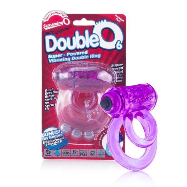 Double O 6 Speed Purple Vibrating Cock Ring Purple