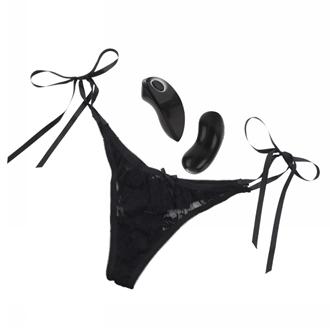 Little Black Panty Thong With Ties 10 Function Remote Control Vibe