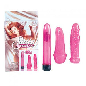 Sultry Sensations Kit Vibrator With 2 Sleeves Pink