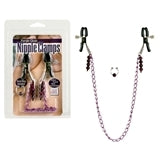 Nipple Clamps Purple Chain With Navel Ring