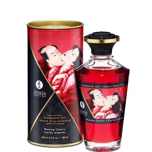 Shunga Warming Massage Oil Blazing Cherry 3.5 Fluid Ounces