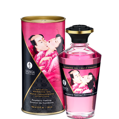 Shunga Warming Massage Oil Raspberry 3.5 Fluid Ounces