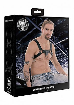 Ouch! Skulls & Bones Male Harness With Spikes Black