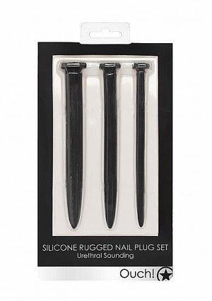 Silicone Rugged Nail Plug Set Urethral Sounding Black