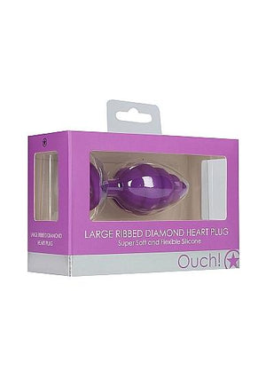Large Ribbed Diamond Heart Plug Purple