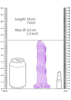 Realrock Crystal Clear Non Realistic Dildo With Suction Cup 7 In. Purple