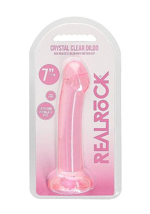 Realrock Crystal Clear Non Realistic Dildo With Suction Cup 6.7 In. Pink