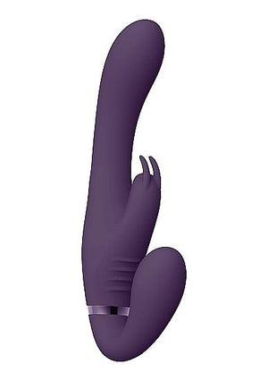 Vive Suki Rechargeable Triple Motor Pulse Wave Vibrating Silicone Strapless Strap On Purple