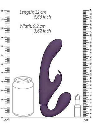 Vive Suki Rechargeable Triple Motor Pulse Wave Vibrating Silicone Strapless Strap On Purple