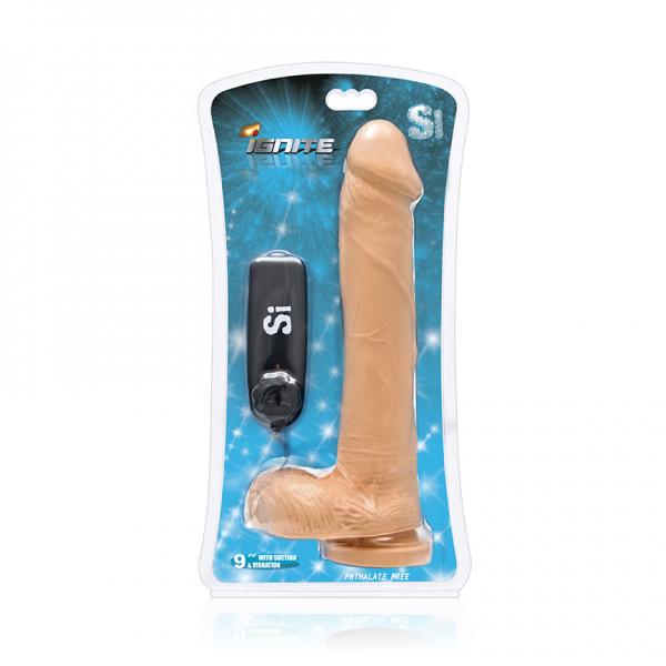 9 Inches Cock Balls With Vibrating Egg Vanilla Beige