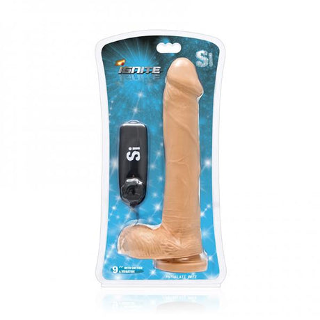 9 Inches Cock Balls With Vibrating Egg Vanilla Beige