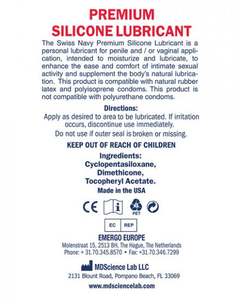 Swiss Navy Silicone Lubricant 32 Fluid Ounces