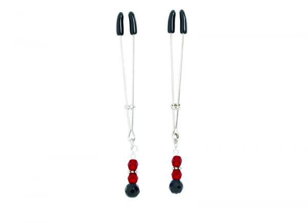 Red Beaded Nipple Clamps With Tweezer Tip Red